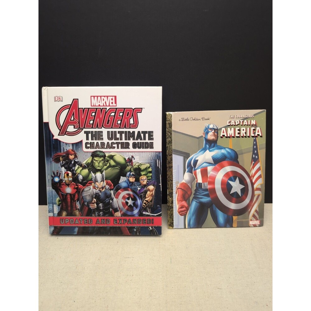 Lot Of 2 Kids Marvel Books : Avengers Ultimate Character Guide & Captain America